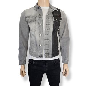 Nudie Jeans "Perry" Gray & Black Stripe Slim Fit Denim Jacket Size Medium